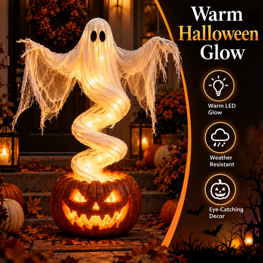 Ghost Pumpkin Yard Lamp